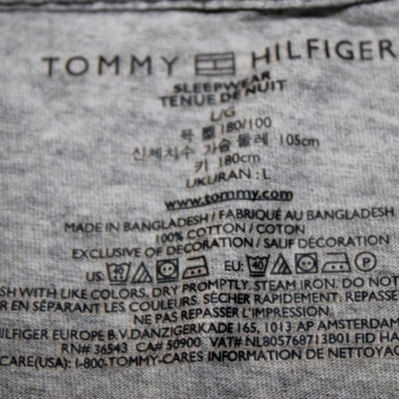 Tommy Hilfiger Gray Logo Tee w/ Black Shoulder Stripes | Designer Casual | L - Picture 5 of 5